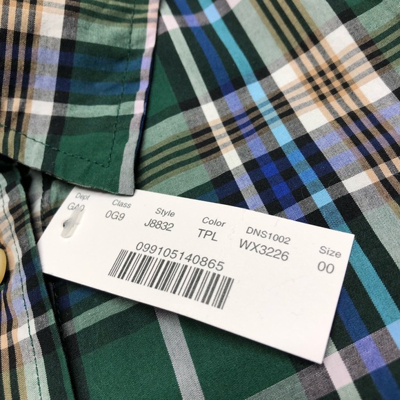J Crew Shirt XS Womens Button Up Plaid Long Sleeve Blouse Green Casual Cotton - Picture 5 of 15